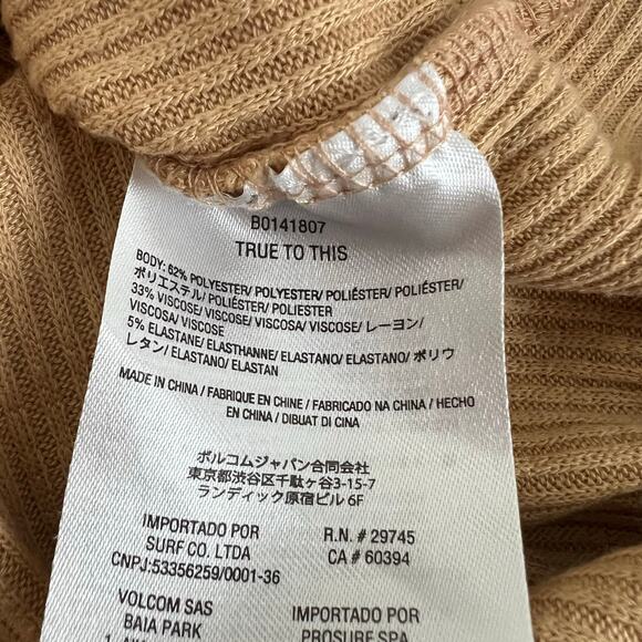 Volcom ribbed knit henley top long sleeve cropped yellow - Picture 5 of 5